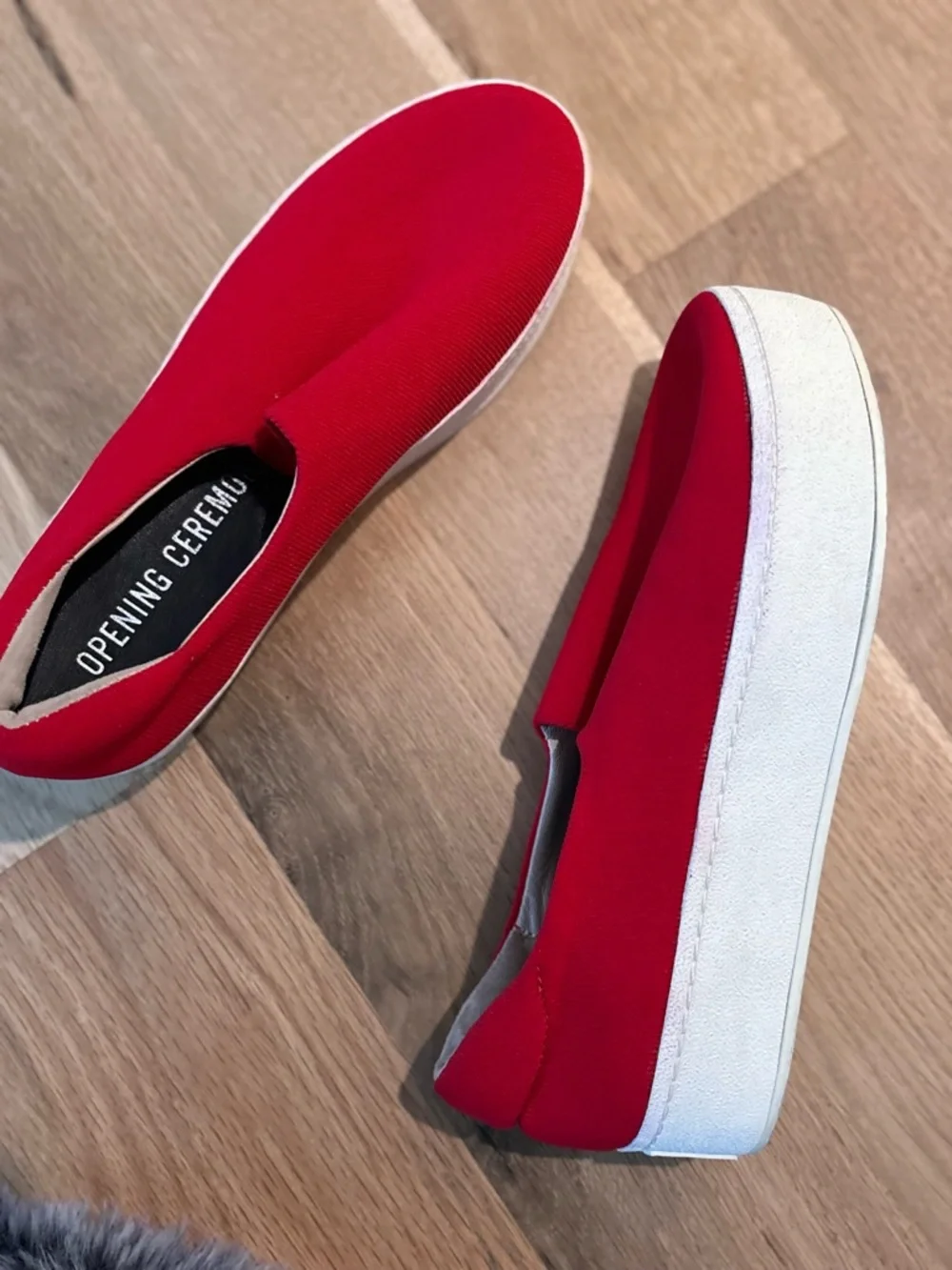 Opening Ceremony Red Slip-On Platform Sneakers